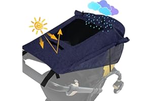 WD&CD Parasole per Passeggino, Telo Parasole per Carrozzina e Passeggino, Universale Regolabile UV 50+ Protezione Solare Parasole Passeggino con Custodia - Blu Scuro