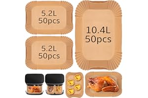 BAFIWU 150 Pièces Papier Cuisson Air Fryer pour Ninja Foodi Flex Air Fryer 10.4 L,Paper Accessoires Air Fryer for Ninja 10,4l AF500eu AF500eucp (150 pcs)