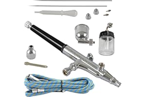 AGORA-TEC Agora Tec AT-AK-02 - Set de aerógrafo pistola airbrush (con manguera de 1,8 m y 3 agujas y boquillas de 0,2, 0,3 y 0,5 mm)