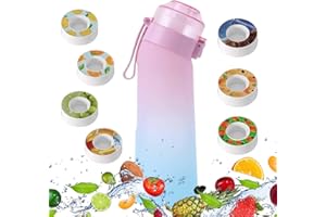 ALLWYOU Air Water Bottle with Flavour Pods 650ML New Fruit Scented Gym Water Bottle with 7 Flavour Pods 0 Sugar Calorie Starter Set Drinking Bottles with Straw BPA Free for Sports Outdoor(Pink Blue Gradient)