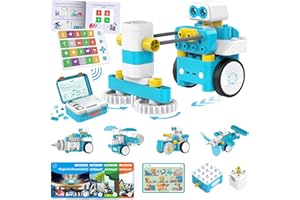 WhalesBot C3 Pro 12-in-1 Mint Robot Clamping Blocks with New Wecode Pad without Screen Programming, Creative Kit with Funny Programming Stories, Ideal Toy Gift for Children from 5 Years