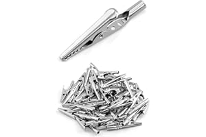 QWORK® 50Pcs Alligator Clips, Electrical Test Cable Crocodile Clips Metal Croc Clips for Laboratory Electric Testing Work, 2" / 50mm