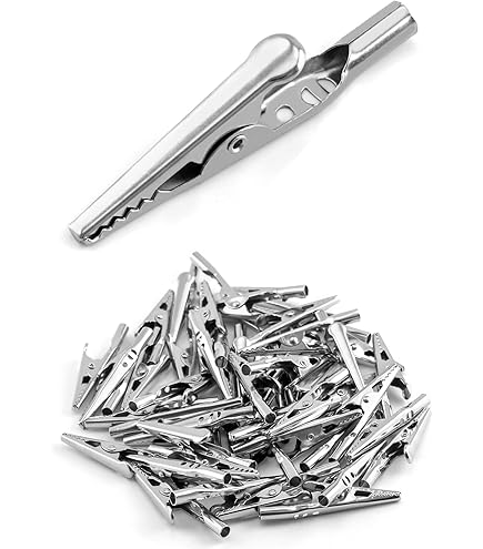 DonLeeving 50 mini morsetti a coccodrillo in metallo da 1,27 cm, colore argento