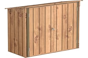 Duramax Fahrradschuppen für 2, Fahrradgarage mit komplett breiten, abschließbaren Doppeltüren, Lagerschuppen aus Metall, Gartenschuppen für Fahrräder, Fahrradaufbewahrung, fahrradbox, Holzmaserung