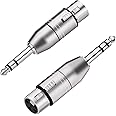 Tisino XLR to Jack TRS Adapter, Balanced Female XLR to Quarter Inch 6.35mm Male Adapters - 2 Pack