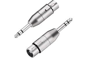 Tisino Adaptateur XLR femelle vers TRS 6,35 mm, adaptateur symétrique XLR femelle vers 6,3 mm mâle - 2 pièces