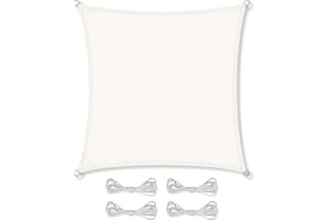 CelinaSun Sonnensegel wasserdicht inkl Befestigungsseile Premium PES wasserabweisend imprägniert Quadrat 3 x 3 m weiß