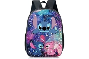 Qooloo Stitch Zaino Bambini, Stitch Zaino Scuola, Stitch Zainetto Scuola Elementari, Tracolla Regolabile Zaini per Bambino, Gift Adatto a Ragazzi e Ragazze