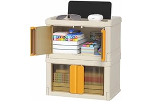 HAIXIN boite rangement plastique, 2.7L boîte de rangement de bureau, caisse rangement, petite boite pliable empilable, organisez de petits objets, poignée orange (lot de 2)