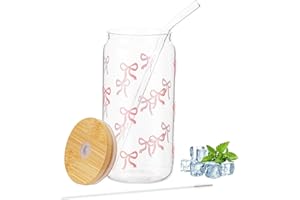 Hejo Papillon Bicchiere con Cannuccia Vetro,500ml Bicchieri Vetro con Coperchio,Trasparente Tazza con Coperchio e Cannuccia,Bicchieri Birra per Cocktail,Caffè,Latte