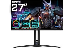 Gigabyte AORUS Écran de Jeu FO27Q2 OLED QHD 27" - 2560 x 1440, 240 Hz, 0,03 ms, KVM, 250 CD/m², FreeSync Premium Pro, DisplayHDR True Black 400, HDMI 2.1