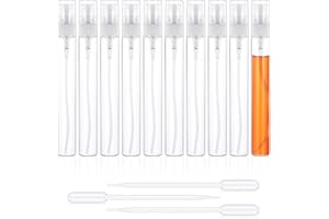 Prasacco - Małe butelki z rozpylaczem, 10 sztuk, 10 ml, przezroczyste, ze słomkami do napełniania, do perfum i podróży