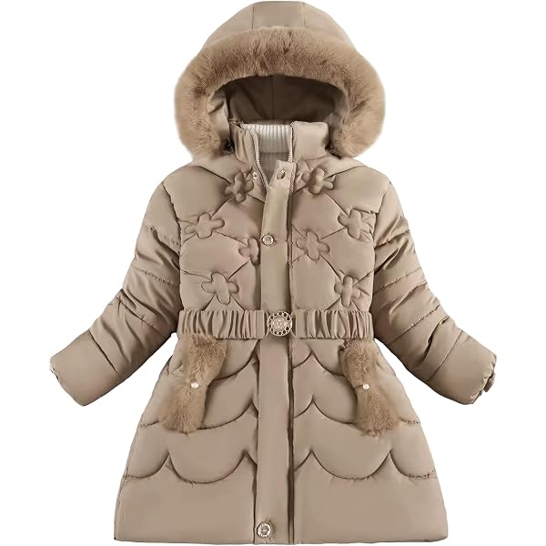 Manteau D'hiver Fille Parka Rembourrée - Capuche Amovible Avec Col Fourrure - Doublure Polaire - Taille 3-12 Ans - Pour école Et Extérieur
