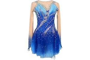 JRUIA Eiskunstlauf Leistung Kleid Für Mädchen Eislauf Wettkampf Kostüm Für Damen Langarm Trikots Für Rhythmische Gymnastik Strass Handgefertigt Gradient