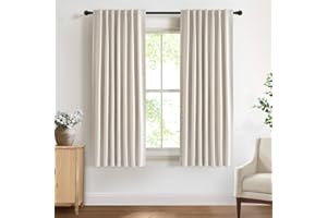 DEFYNEE Blackout Curtains for Bedroom, 50 x 72 Inch Curtains & Drapes, Thermal Insulated, Back Tab/Rod Pocket, Soft Textured Window Panels for Living Room, Kid’s Room, 2 Panels, Cream