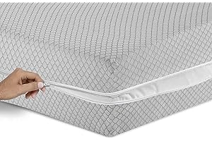 MIA WE DRESS YOUR HOME Coprimaterasso in 100% policotone, copertura totale con cerniera, per letto singolo, matrimoniale, king e super king, con cerniera, anti insetti, facile da pulire (SINGOLO, GRIGIO CHIARO)