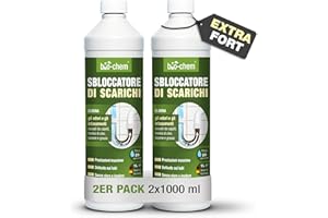 BIO-CHEM CLEANTEC bio-chem - Disgorgante professionale per scarichi 2L - Pulitore antiodore per tubi - Manutenzione rapida estremamente efficace contro intasamenti e capelli