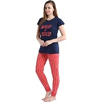 Fashigo Women's Cotton Night Suit (Printed Tshirt/t-Shirt & Pyjama Set)