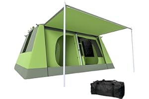 Outsunny Tenda da Campeggio a Tunnel per 4-8 Persone con 2 Stanze, Tenda Campeggio Familiare Impermeabile 3000mm con Porta, Finestre Laterali e Tasche, 405x305x225cm, Verde