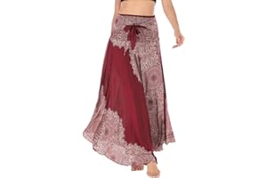 FEOYA 2 en 1 Jupe Longue Été Femme Fluide Robe Boheme Chic Femme Jupe Boheme Femme Jupe Fleurie Femme Plage Jupe Africaine Femme Été Taille Unique