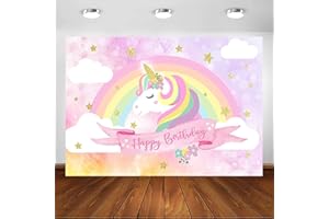 Avezano Unicorno Compleanno Sfondo Principessa Ragazza Fiaba Buon Compleanno Foto Sfondo 2,1x1,5 m Glitter Stelle Arcobaleno Unicorno Banner Cake Decorazioni Tavolo Banner Photo Booth Puntelli