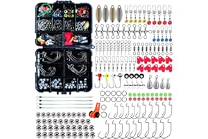 Cachpib 187pcs Fishing Lure Kit Fishing Tackle Kit with Jig Hooks, Spoon Lure, Fishing Leaders, Tackle Box Fishing Accessories Kit Fishing Starter Kit for Freshwater Saltwater Fishing