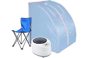 XUANYU 1 000 W Bärbar och hopfällbar ångbastu med ångkabin, ånggenerator, fjärrkontroll, hopfällbar stol, 9 temperaturnivåer