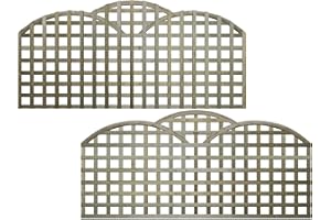 PREMIER GARDEN SUPPLIES Triple Dome 6x2ft (W: 6ft x H: 2ft) Traditional Art Deco Style Cloud-Topped Pressure-Treated Trellis Panel 60-70mm Privacy Squares Fence Topper/Wall Art Width 1828mm x Height: 600mm