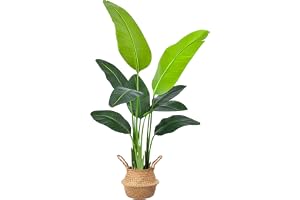 DOKKOME Konstgjord paradisfågel konstgjord växt stor 120 cm konstgjorda växter tropiskt palmträd med 9 blad konst bananträd p