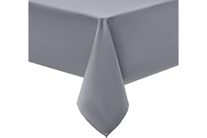 ‎SMIRY Smiry Tischdecke Abwaschbar Rechteckig 100x140cm Tischtuch Polyester Wasserabweisend Lotuseffekt Tischwäsche Schmutzabweisend Abwischbare Tafeldecke für Party Küche, Grau