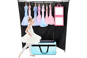 CYUREAY Dance Bag with Garment Rack and Privacy Curtain, Bling Dance Bag with Curtain, Collapsible Dance Competition Bags with Stand for Shows, Livestreamers, Travel, pink, Fashion