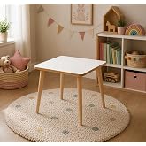 ROZİTOYS Montessori &Ccedil;ocuk Aktivite Masası &Ccedil;alışma Masası, Ahşap Oyun Boyama Etkinlik Alanı, Unisex &Ccedil;ocuk Odası İ&ccedil;in, 50 x 50 