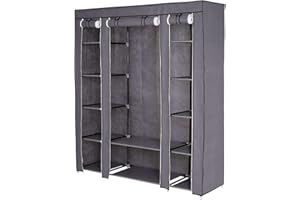 ‎DIBEA dibea Faltbarer Stoff-Kleiderschrank 175x150x45 cm, grau
