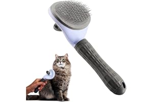 ‎JWTEEE Katzenbürste, Selbstreinigende Zupfbürste entfernt Unterwolle Katzenkamm Hundebürste Katzenbürste Kurz bis Langhaar Geeignet Sanfte Katzen burste Kurzhaar Zupfbürste (Grau)