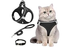 XWCHASA Czarna Miękka Uprząż dla Kota - Odporna, Zestaw