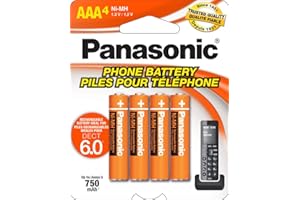 Panasonic Genuine HHR-4DPA/4B AAA NiMH Rechargeable Batteries for DECT Cordless Phones, 4 Pack
