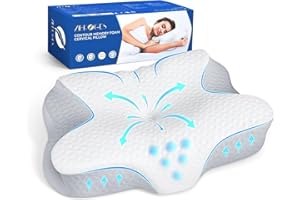 Zibroges Cuscino Cervicale Ortopedico per Dormire, in Memory Foam Guanciale Letto Supporto Morbido, Regolabile Cuscino Ergonomico Antiacaro e Anallergico, Cuscino Rinfrescante con Federa Lavabile