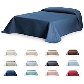 Fundabel&reg; Due, Reversible Quilted Bedspread for 200 cm Bed, Blue | 300 x 270 cm | Reversible | Soft Microfibre | Balanced Fil