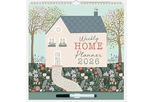 THE GIFTED STATIONERY CO. LTD. Family Calendar 2026 Weekly Planner for the Whole Family 6 Columns 180 Reminder Stickers. Featuring a removable transparent overlay and dry wipe pen to effortlessly repeat regular weekly activities