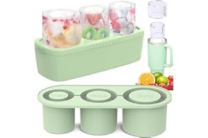 ROMANVIC Stanley Cup Eiswürfelform Zubehör,Eiswürfelbehälter Silikon mit Deckel und Behälter,3 Fach Eiswürfelschale,Eiswürfel für 40 Oz Tumbler Becher Cocktails,Whisky,Obst Fruchtpürees