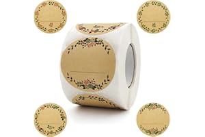 Ormromra 500 sztuk naklejek z papieru typu kraft, do opisywania, o wyglądzie papieru typu kraft, 5 cm, okrągłe, samoprzylepne, okrągłe, na prezent, ręcznie robione, etykiety do kuchni, torebki na