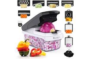 RAINBEAN Vegetable Chopper - Mandoline Slicer, Onion Veggie Food Chopper with Container, Cucumber Potato Slicer, Salad Chopper Tool, 15 in 1 Kitchen Gadgets, Perfect for House Warming Gifts