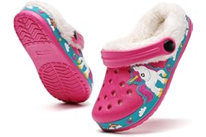FLIOZY Kinder Winter Clogs Warme Gefüttert Weichem rutschfeste Gartenschuh Jungen Plüsch Pantoffeln Licht Hausschuhe Indoor Outdoor