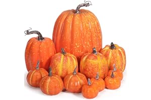 ZLPBAO Juego de decoración de Acción de Gracias, 12 Piezas Calabazas Artificiales, Decoración de Otoño para Halloween, Navidad, Acción de Gracias, Decoración de Mesa para el Hogar
