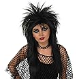 Fun Shack Glam Rock Fancy Dress Wig, Punk Wig Women, 80s Wig Women, Womens Glam Rock Wig, Black Rock Wig, Rock Star Wig One Size