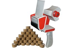 IDEALS UK PACKAGING LTD Tape Gun Dispenser + 12 Huge Rolls Of Brown Buff 48mm x 66m Parcel Packing Tape.