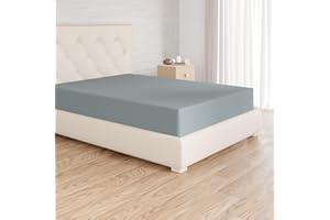 Amazon Basics Drap Housse, 160 x 200 x 30 cm, en Polyester Microfibre pour Matelas Épais jusqu'à 30 cm, Bleu Spa