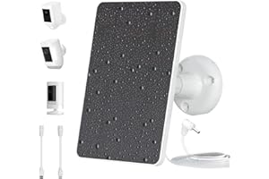 JOYFAN Solar Panel for Ring Camera,5W Solar Charger Compatible with Ring Stick Up Cam/Pro Battery,Spotlight Cam Plus/Pro Battery, Includes Barrel Plug to USB-C/Type-C Adapter, Waterproof, 10FT Cable (White)