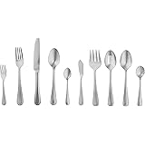Amazon Basics - Essbesteck-Set mit Perlen-Rand, Edelstahl, 65-teiliges Set, für 12 Personen