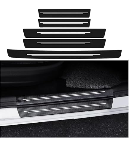 4 Pièces Protection Seuil Portière Voiture PVC Rouge/Blanc - Universel Anti-Rayures